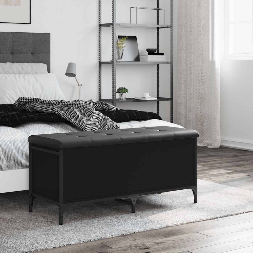 Παγκάκι Αποθήκευσης Μαύρο 102x42x45 εκ. από Επεξεργασμένο Ξύλο - Pakobazaar