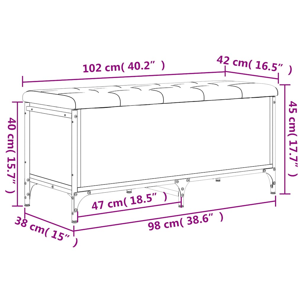 Παγκάκι Αποθήκευσης Γκρι Sonoma 102x42x45 εκ Επεξεργασμένο Ξύλο - Pakobazaar
