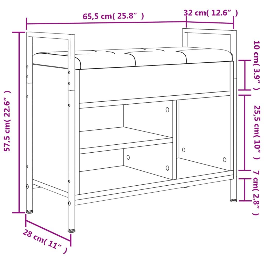 Παπουτσοθήκη Γκρι Sonoma 65,5x32x57,5εκ. από Επεξεργασμένο Ξύλο