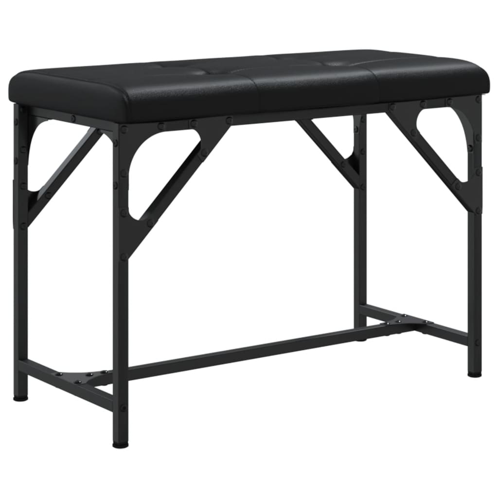 Πάγκος Τραπεζαρίας Μαύρος 62x32x45 εκ. Ατσάλι / Συνθετικό Δέρμα