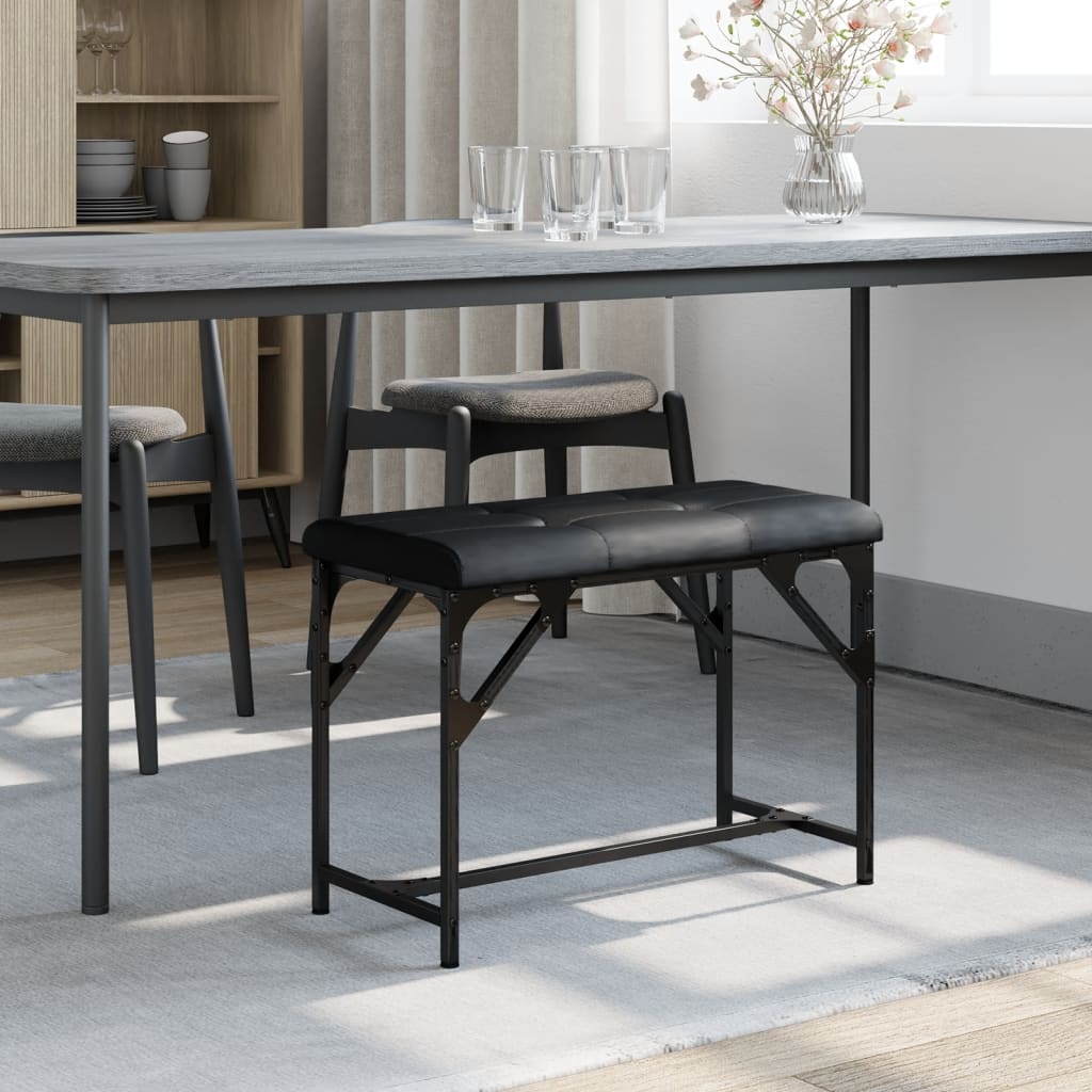 Πάγκος Τραπεζαρίας Μαύρος 62x32x45 εκ. Ατσάλι / Συνθετικό Δέρμα