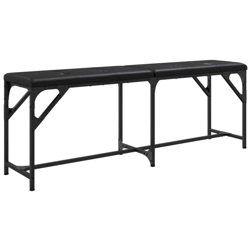Πάγκος Τραπεζαρίας Μαύρος 124x32x45 εκ. Ατσάλι/Συνθετικό Δέρμα
