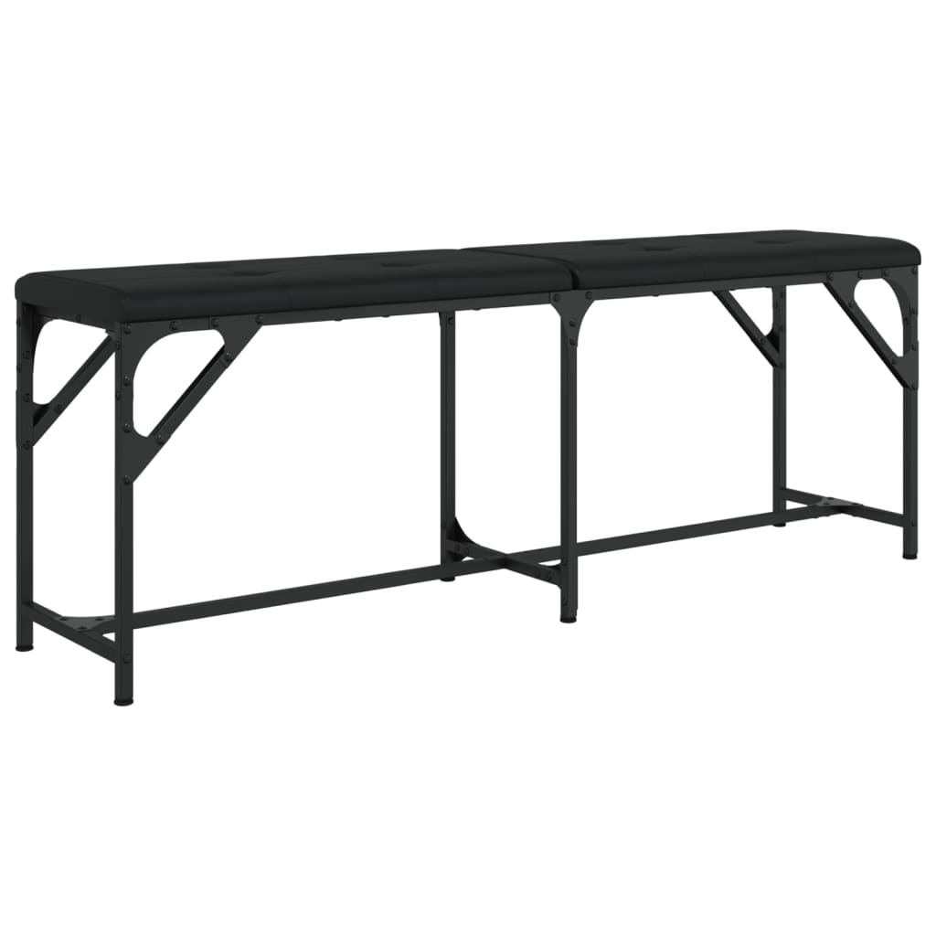 Πάγκος Τραπεζαρίας Μαύρος 124x32x45 εκ. Ατσάλι/Συνθετικό Δέρμα
