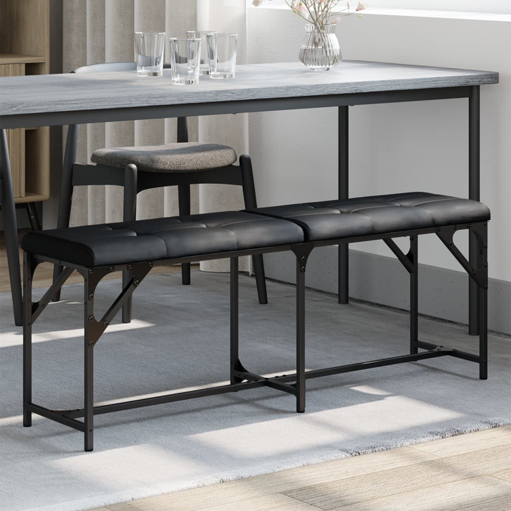 Πάγκος Τραπεζαρίας Μαύρος 124x32x45 εκ. Ατσάλι/Συνθετικό Δέρμα
