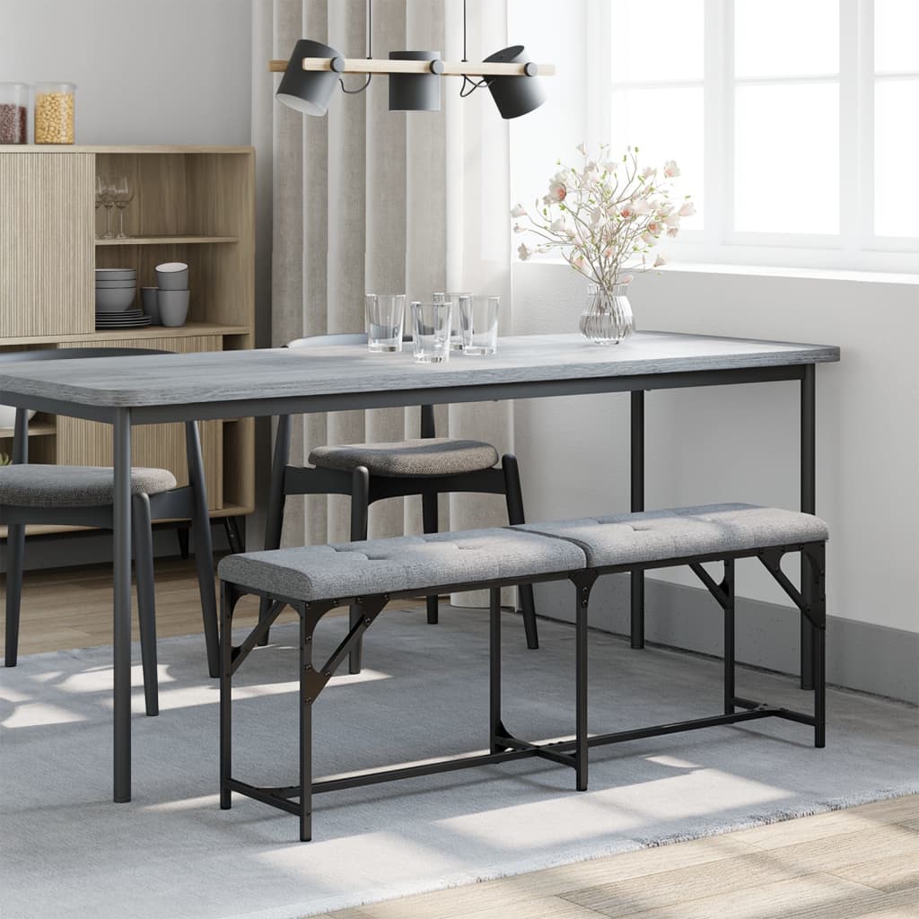 Πάγκος Τραπεζαρίας Ανοιχτό Γκρι 124x32x45 εκ. Ατσάλι / Ύφασμα