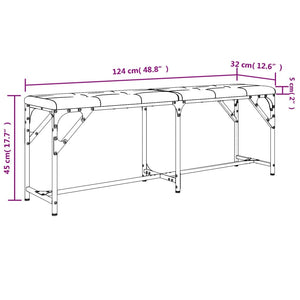 Πάγκος Τραπεζαρίας Ανοιχτό Γκρι 124x32x45 εκ. Ατσάλι / Ύφασμα