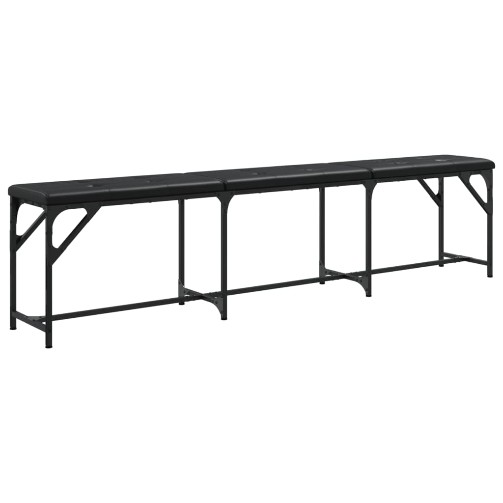 Πάγκος Τραπεζαρίας Μαύρος 186x32x45 εκ. Ατσάλι/Συνθετικό Δέρμα