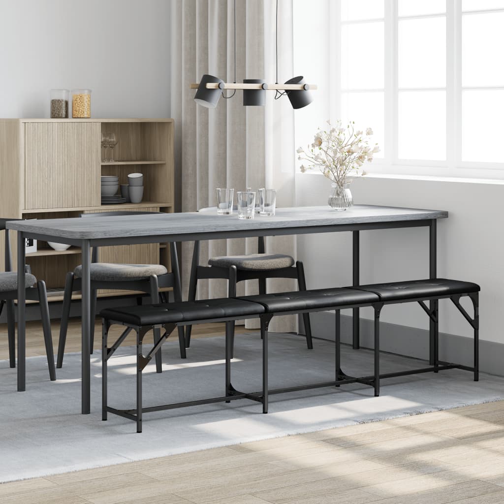 Πάγκος Τραπεζαρίας Μαύρος 186x32x45 εκ. Ατσάλι/Συνθετικό Δέρμα