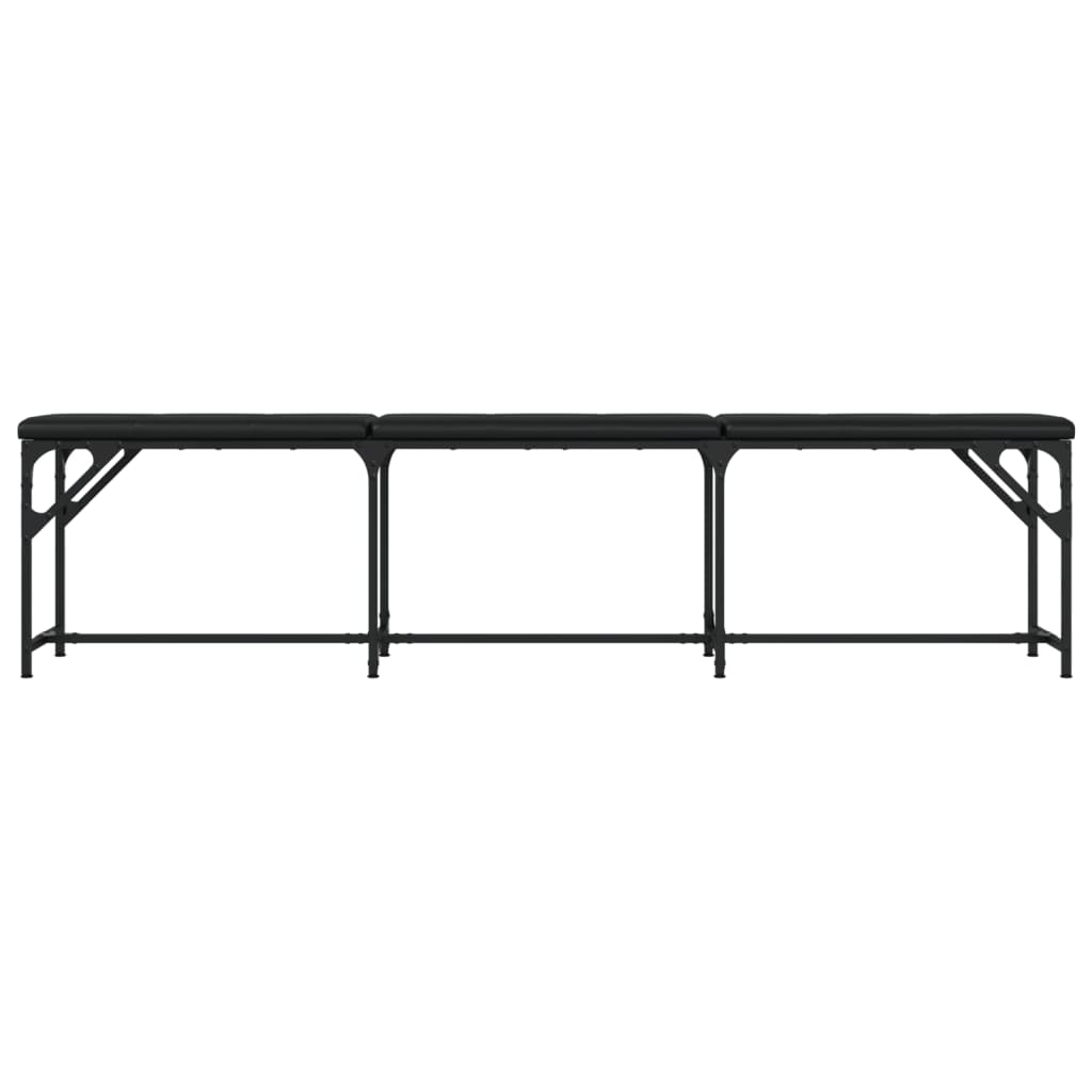 Πάγκος Τραπεζαρίας Μαύρος 186x32x45 εκ. Ατσάλι/Συνθετικό Δέρμα