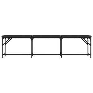 Πάγκος Τραπεζαρίας Μαύρος 186x32x45 εκ. Ατσάλι/Συνθετικό Δέρμα