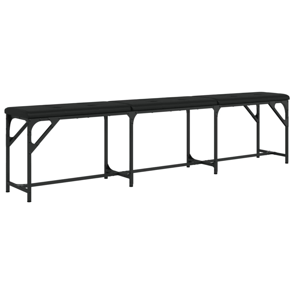 Πάγκος Τραπεζαρίας Μαύρος 186x32x45 εκ. Ατσάλι/Συνθετικό Δέρμα