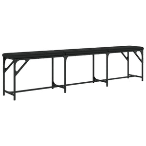 Πάγκος Τραπεζαρίας Μαύρος 186x32x45 εκ. Ατσάλι/Συνθετικό Δέρμα