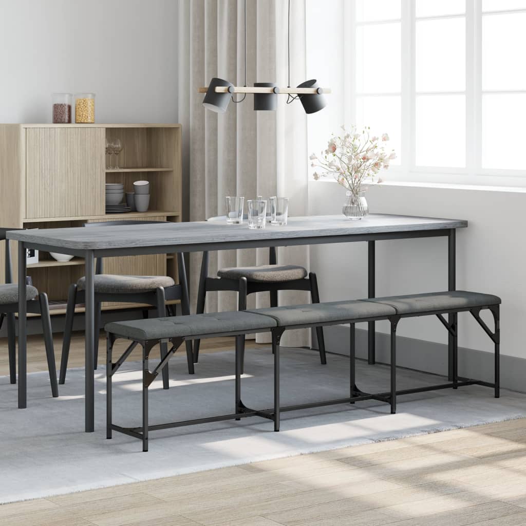Πάγκος Τραπεζαρίας Σκούρο Γκρι 186x32x45 εκ. Ατσάλι / Ύφασμα