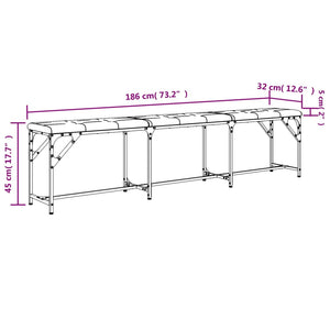 Πάγκος Τραπεζαρίας Σκούρο Γκρι 186x32x45 εκ. Ατσάλι / Ύφασμα