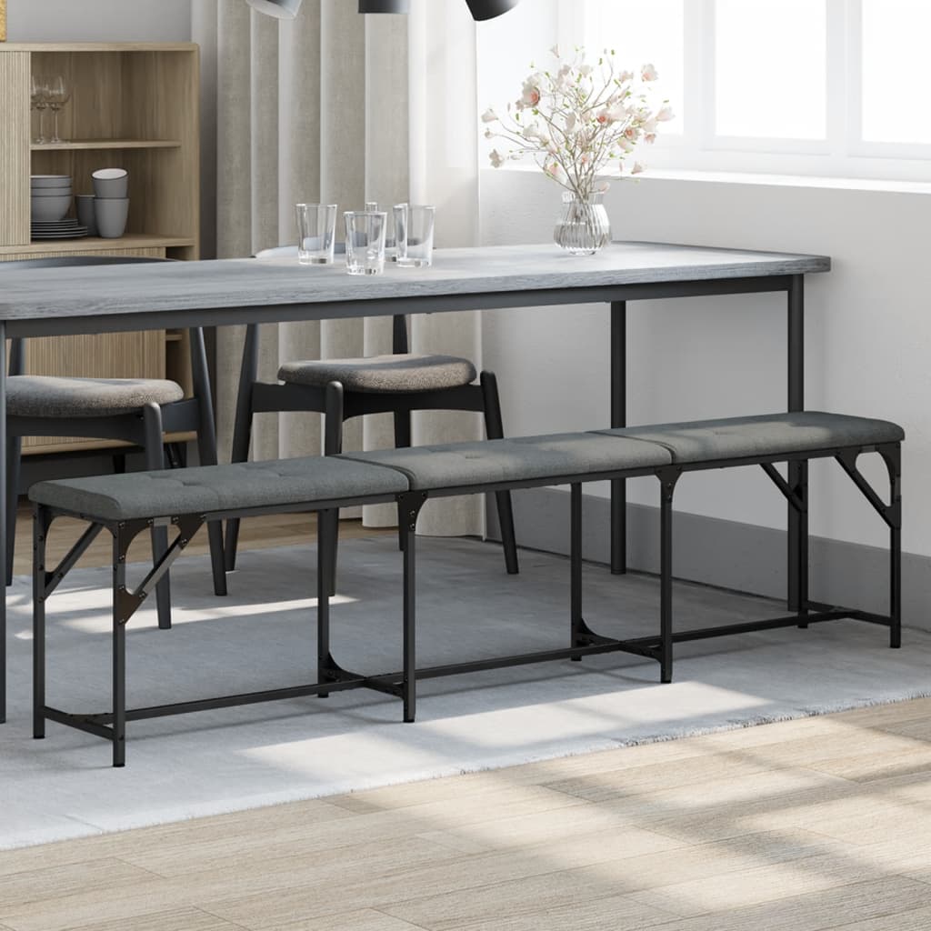 Πάγκος Τραπεζαρίας Σκούρο Γκρι 186x32x45 εκ. Ατσάλι / Ύφασμα
