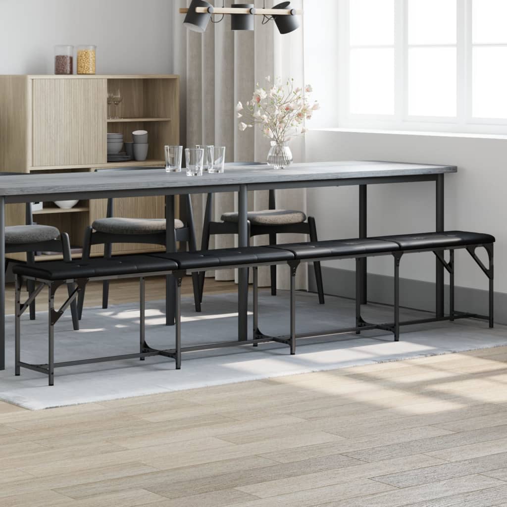 Πάγκος Τραπεζαρίας Μαύρος 248x32x45 εκ. Ατσάλι/Συνθετικό Δέρμα - Pakobazaar