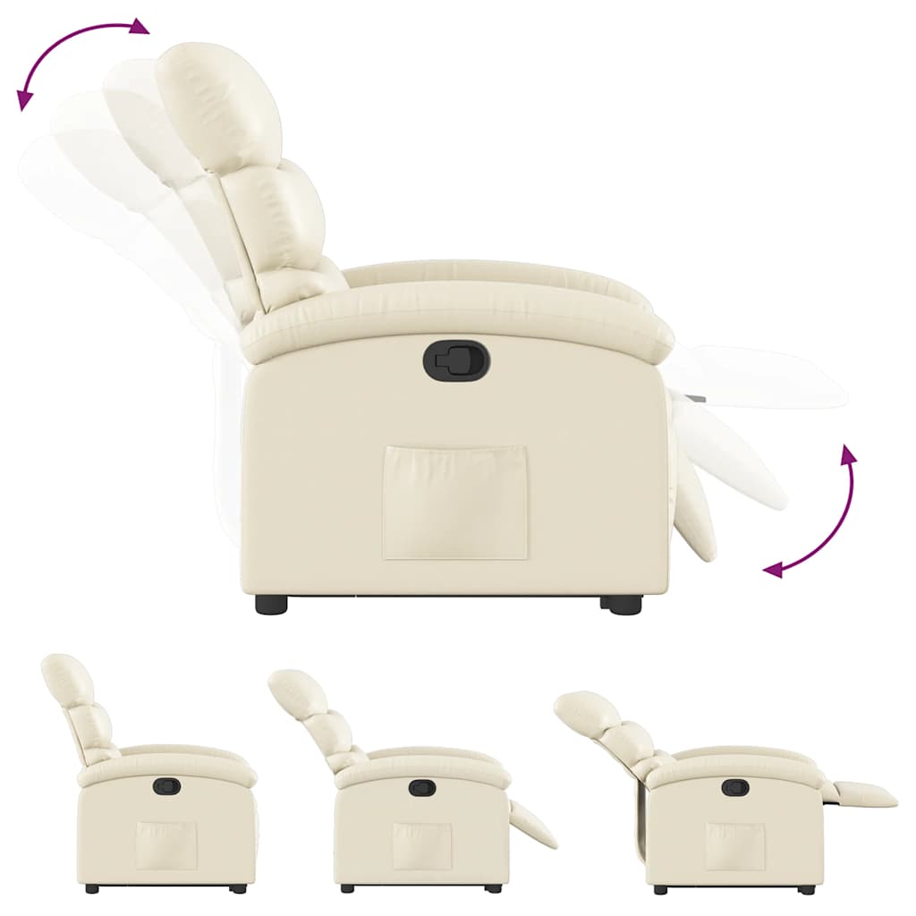 Πολυθρόνα Ανακλινόμενη με Ανύψωση Κρεμ από Συνθετικό Δέρμα