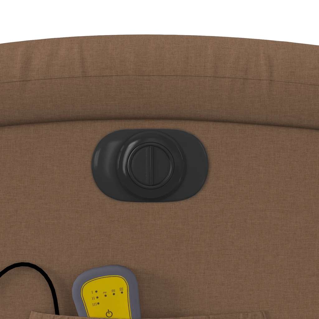 Πολυθρόνα Μασάζ Ηλεκ. Ανακλινόμενη με Ανύψωση Καφέ Υφασμάτινη