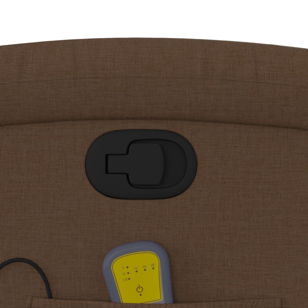 Πολυθρόνα Μασάζ Ανακλινόμενη με Ανύψωση Καφέ Υφασμάτινη