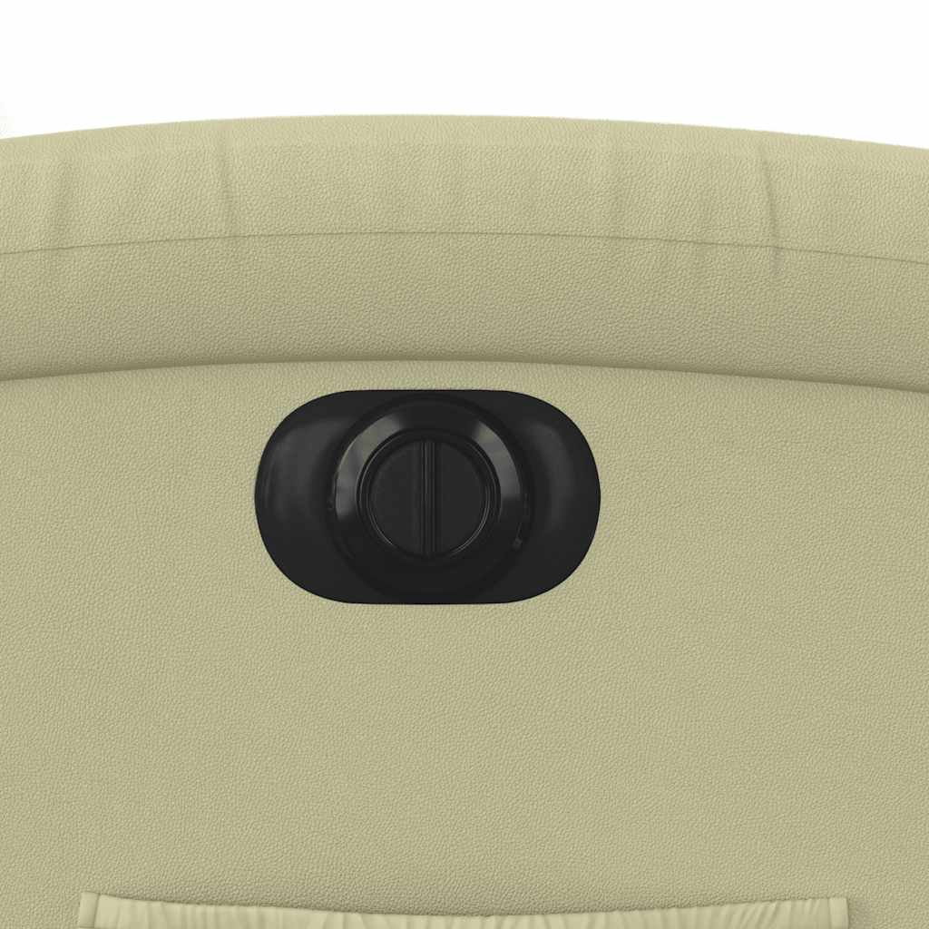 Πολυθρόνα Ανακλινόμενη Ηλεκτρική Κρεμ από Γνήσιο Δέρμα