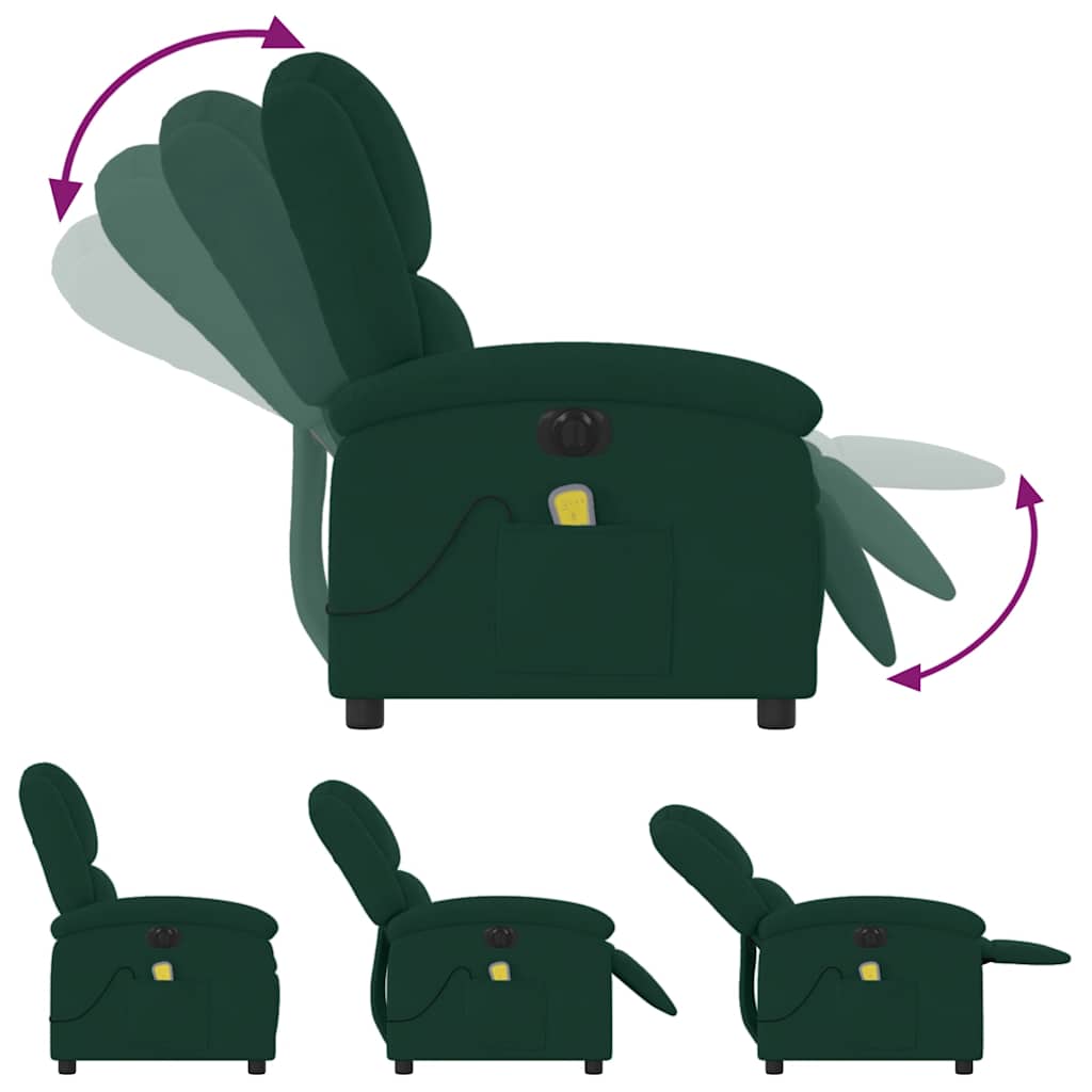 Πολυθρόνα Μασάζ Ανακλινόμενη Ηλεκτρική Σκούρο Πράσινο Βελούδινη