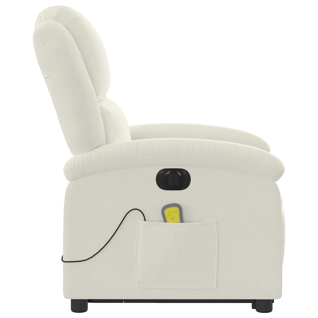 Πολυθρόνα Μασάζ Ηλεκ. Ανακλινόμενη με Ανύψωση Κρεμ Βελούδο