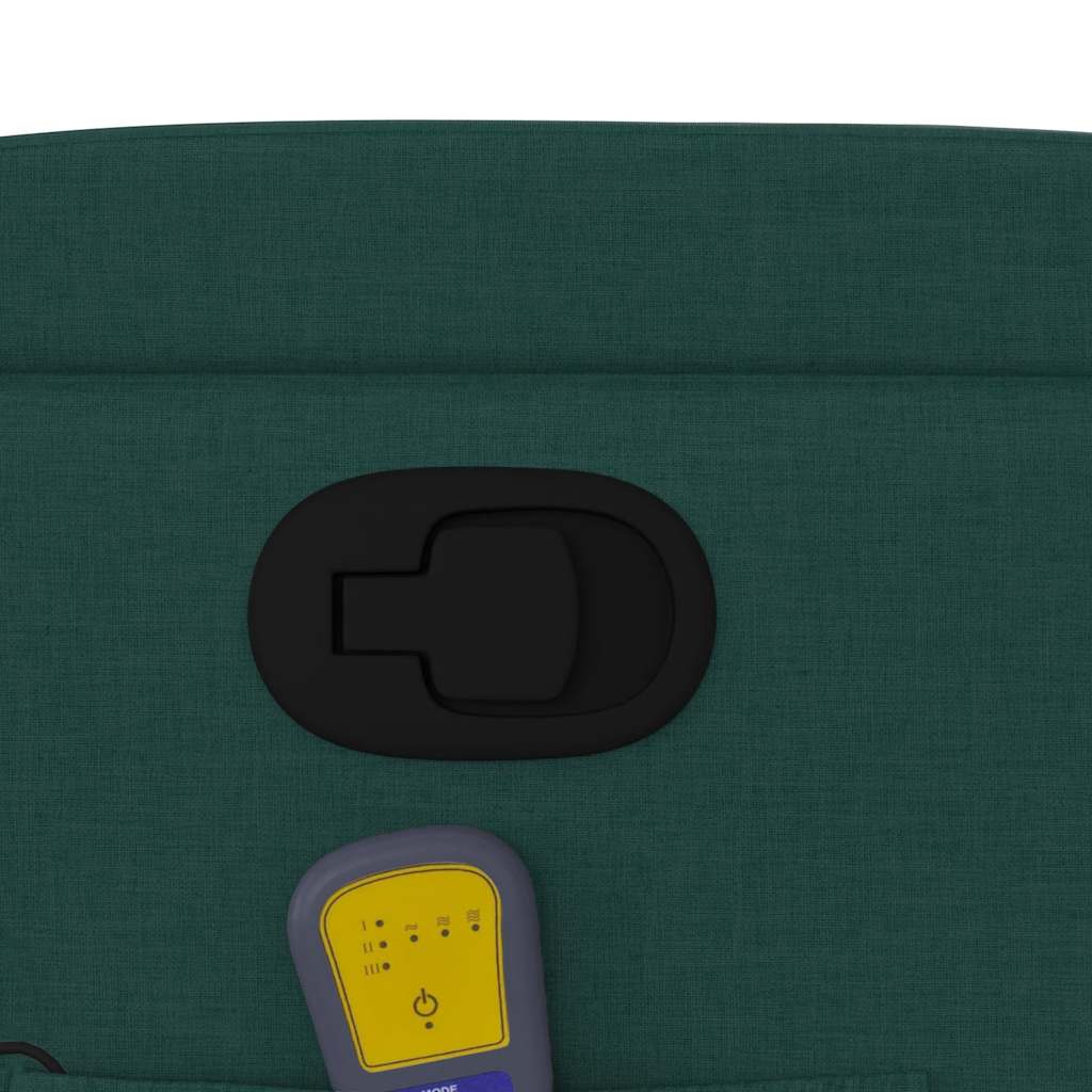 Πολυθρόνα Μασάζ Ανακλινόμενη με Ανύψωση Σκούρο Πράσινη Υφασμ.