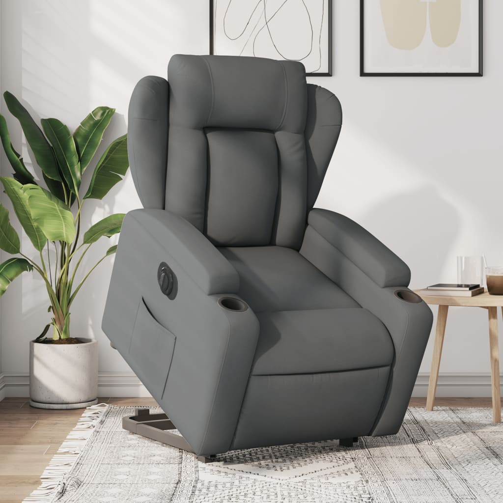 Πολυθρόνα Ηλεκ. Ανακλινόμενη Ανύψωση Σκ. Γκρι Υφασμάτινη - Pakobazaar