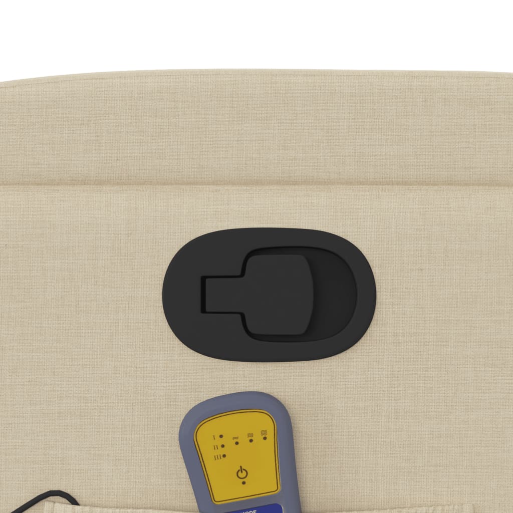 Πολυθρόνα Μασάζ Ανακλινόμενη με Ανύψωση Κρεμ Υφασμάτινη