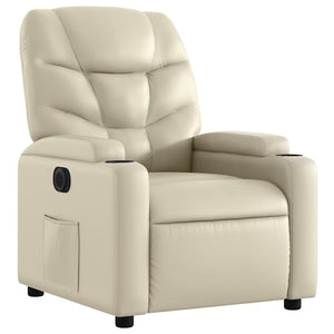 Πολυθρόνα Ανακλινόμενη Ηλεκτρική Κρεμ από Συνθετικό Δέρμα