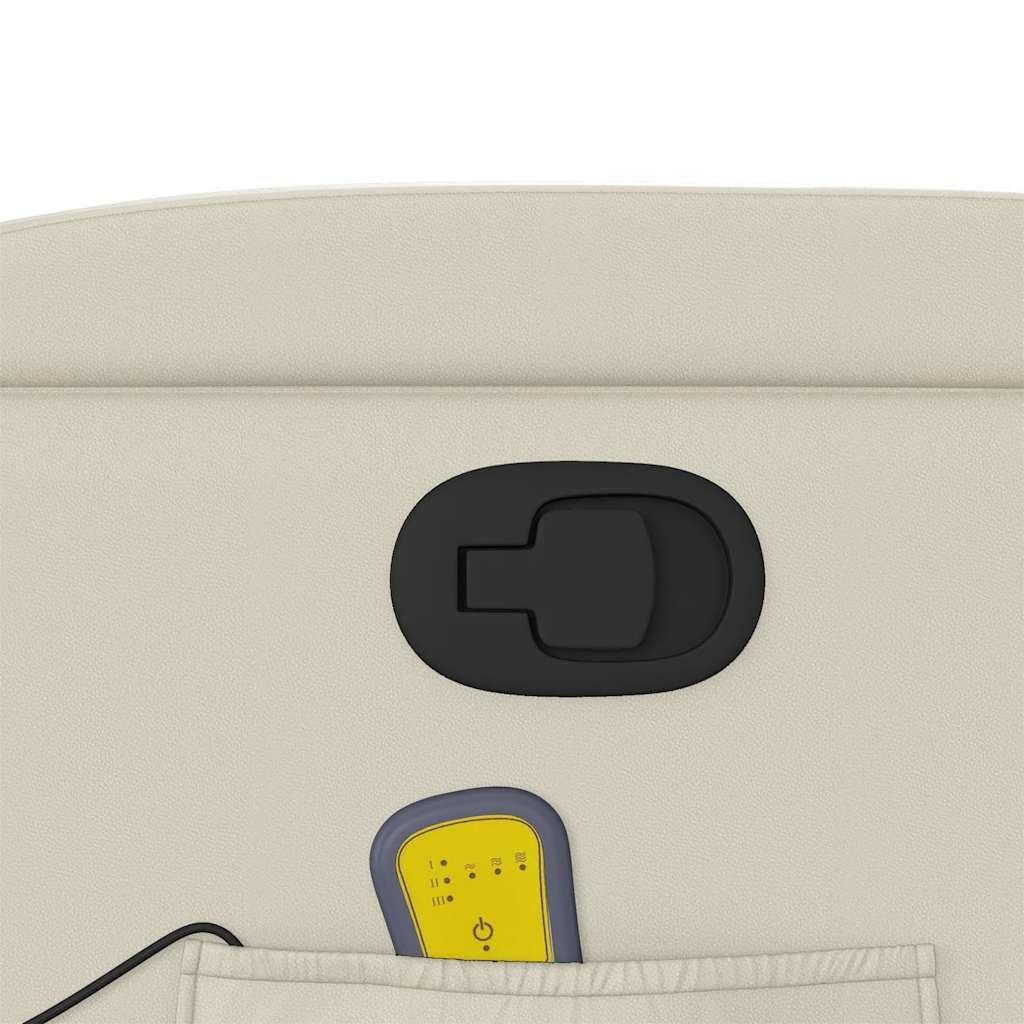 Πολυθρόνα Μασάζ Ανακλινόμενη με Ανύψωση Κρεμ Συνθετικό Δέρμα