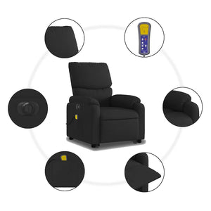 Πολυθρόνα Μασάζ Ηλεκ. Ανακλινόμενη με Ανύψωση Μαύρη Υφασμάτινη