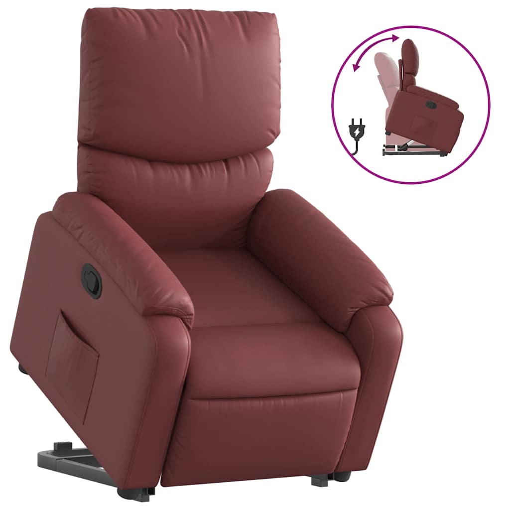 Πολυθρόνα Ανακλινόμενη με Ανύψωση Μπορντό Συνθετικό Δέρμα