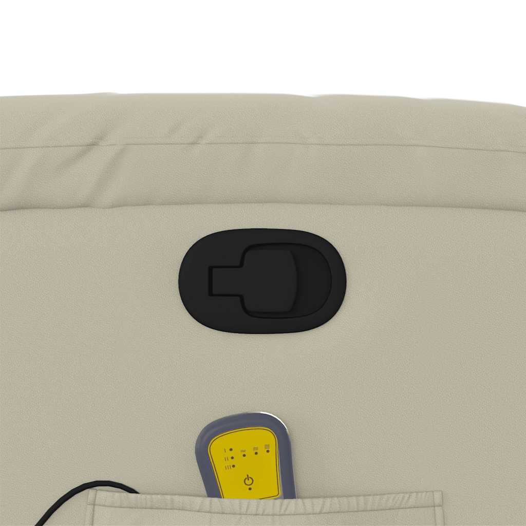 Πολυθρόνα Μασάζ Ανακλινόμενη με Ανύψωση Κρεμ Συνθετικό Δέρμα