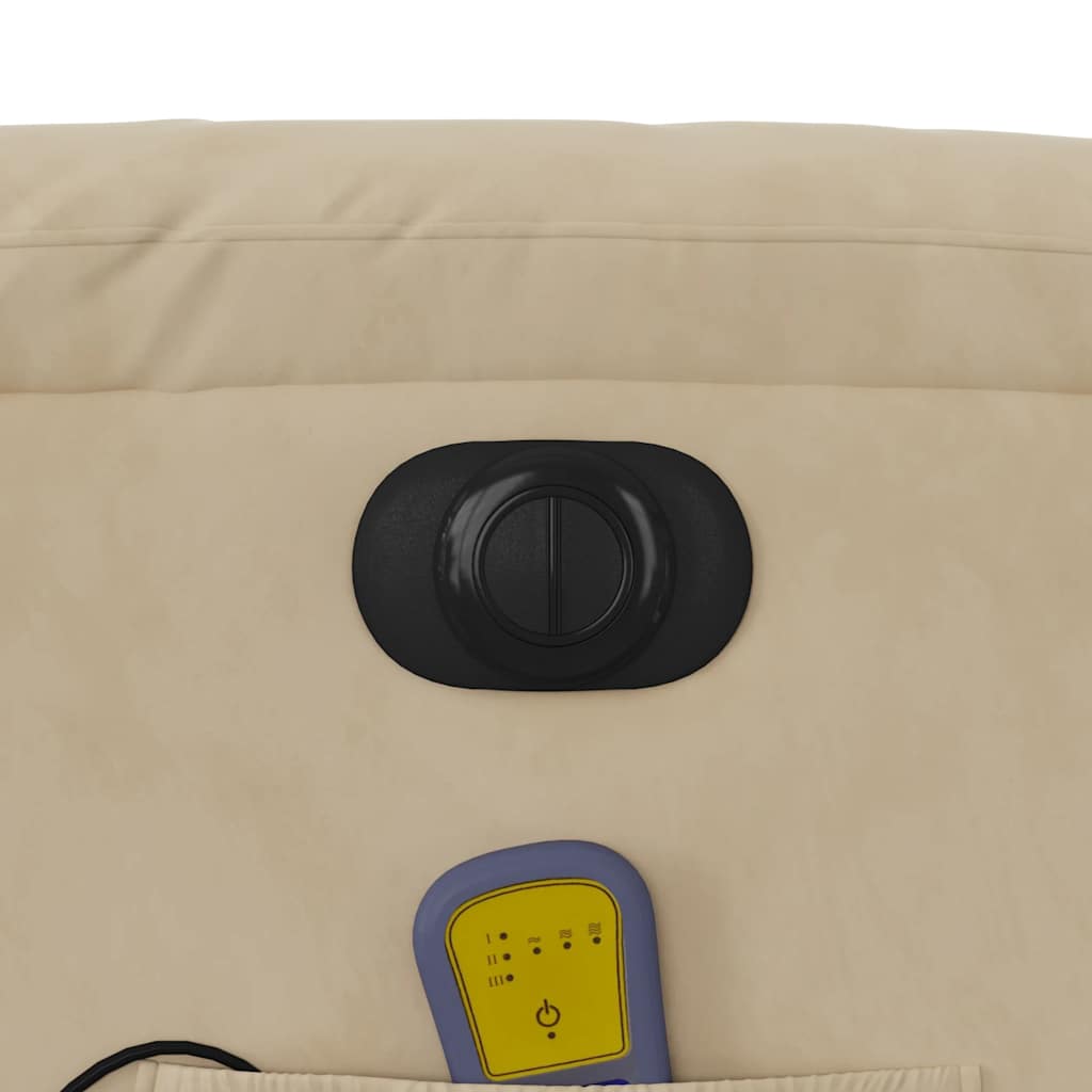 Πολυθρόνα Μασάζ Ηλεκτρική Ανακλινόμενη Κρεμ Ύφασμα Μικροϊνών