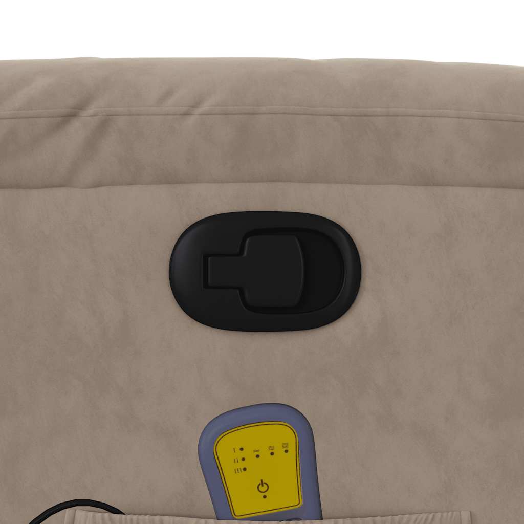 Πολυθρόνα Μασάζ Ανακλινόμενη με Ανύψωση Taupe Ύφασμα Μικροϊνών