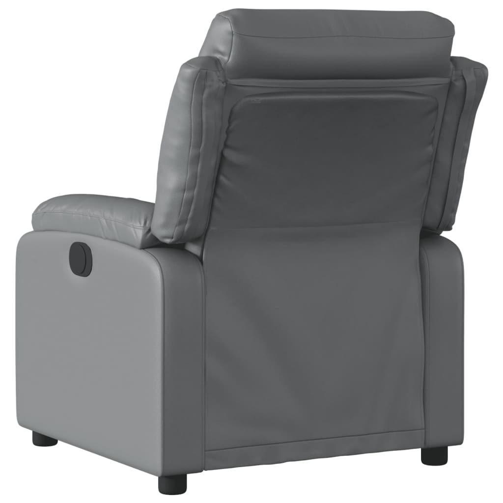 Πολυθρόνα Ηλεκτρική Ανακλινόμενη Γκρι από Συνθετικό Δέρμα