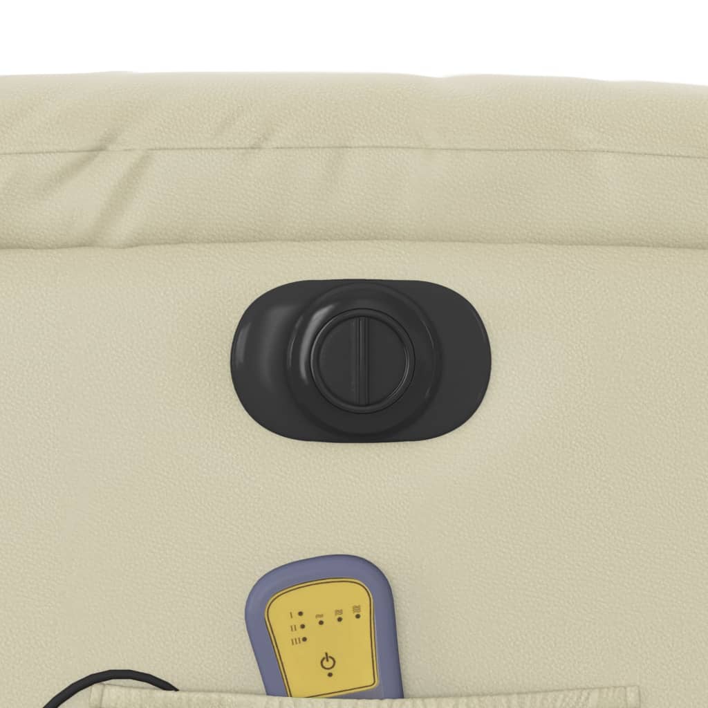 Πολυθρόνα Μασάζ Ανακλινόμενη Ηλεκτρική Κρεμ από Συνθετικό Δέρμα - Pakobazaar