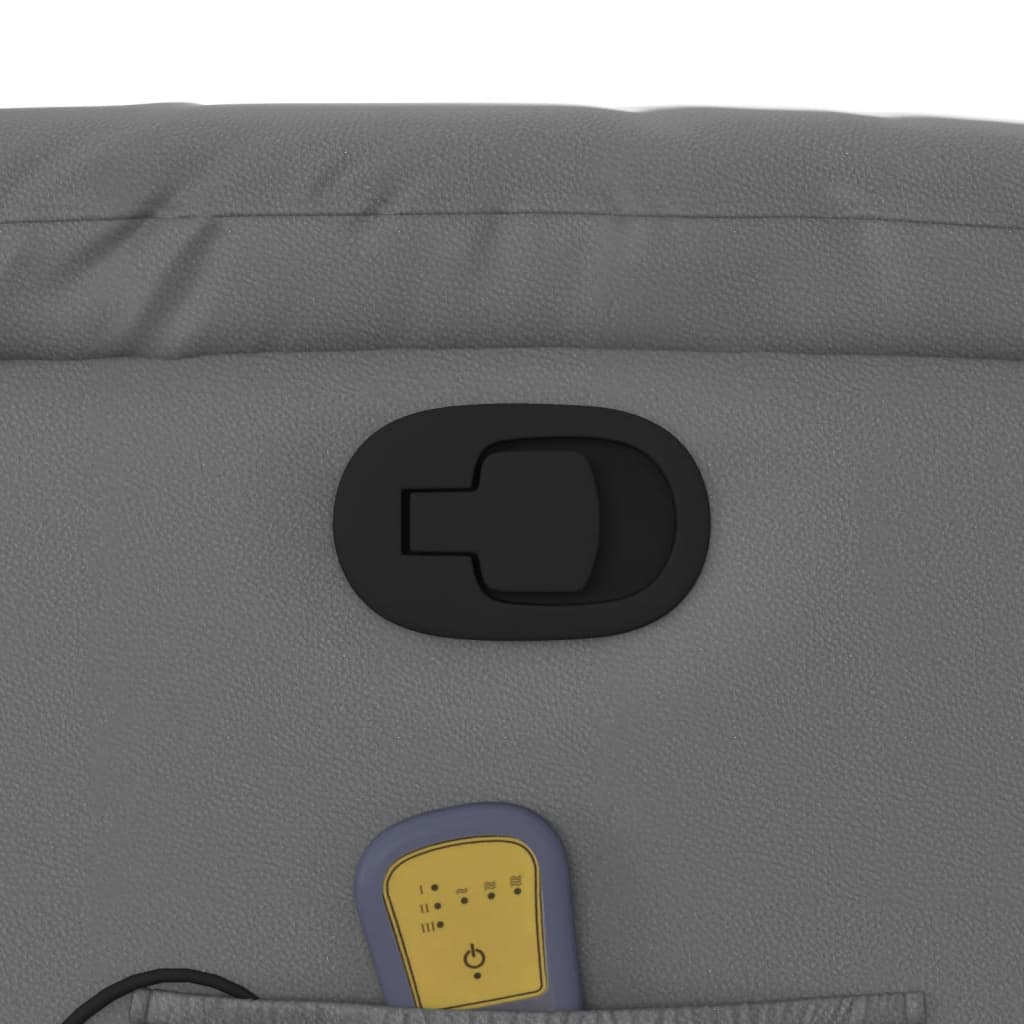 Πολυθρόνα Μασάζ Ανακλινόμενη με Ανύψωση Γκρι Συνθετικό Δέρμα