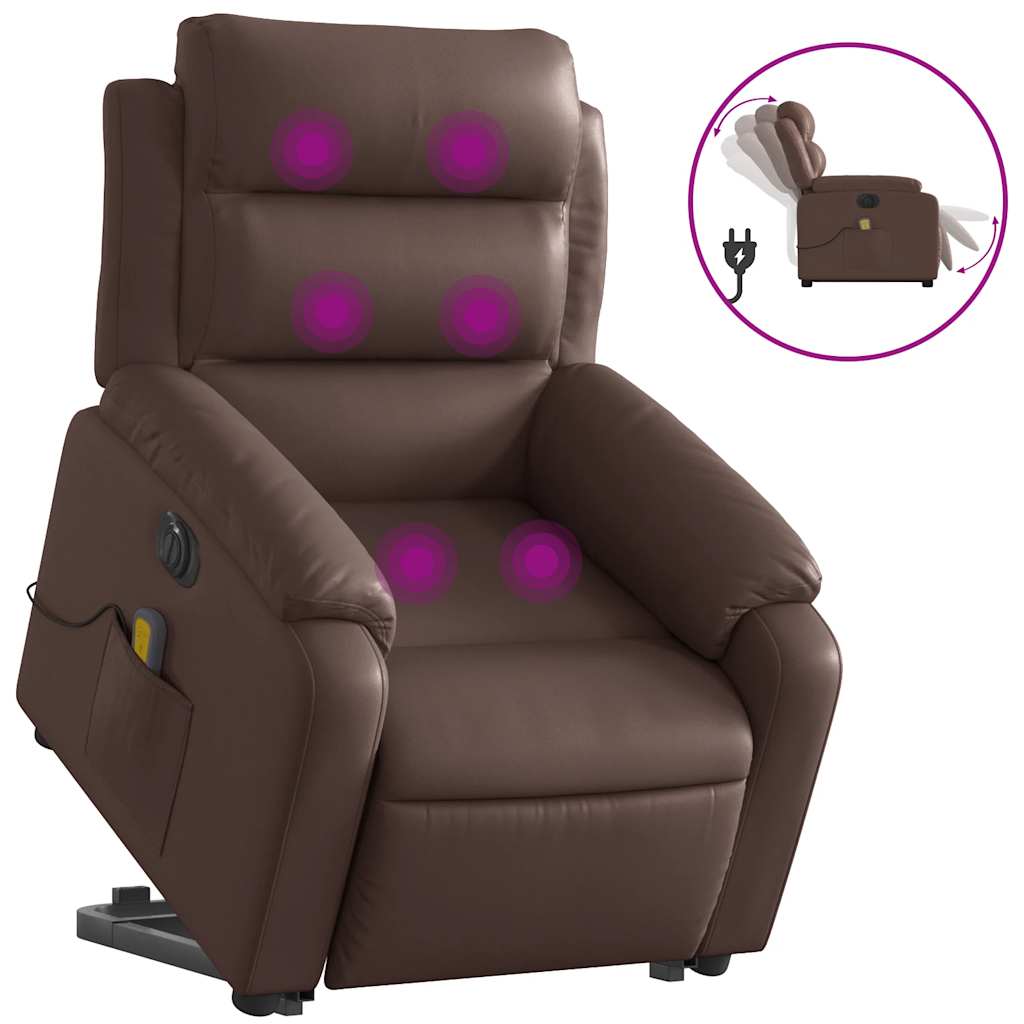 Πολυθρόνα Μασάζ Ηλεκ Ανακλινόμενη με Ανύψωση Συνθετικό Δέρμα - Pakobazaar