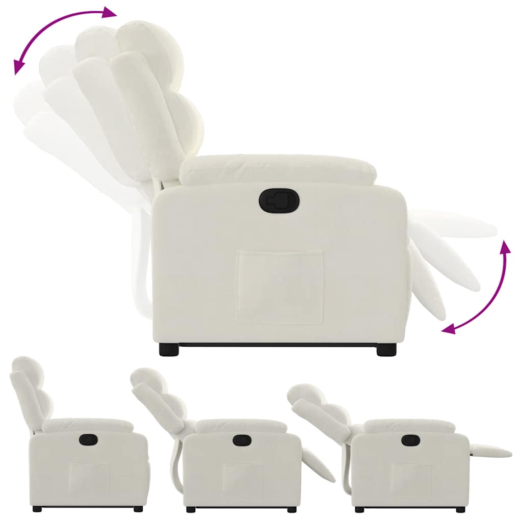 Πολυθρόνα Ανακλινόμενη με Ανύψωση Κρεμ Βελούδινη