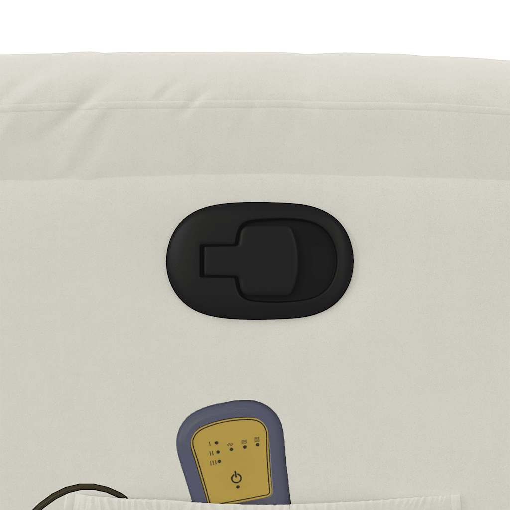 Πολυθρόνα Μασάζ Ανακλινόμενη με Ανύψωση Κρεμ Βελούδινη