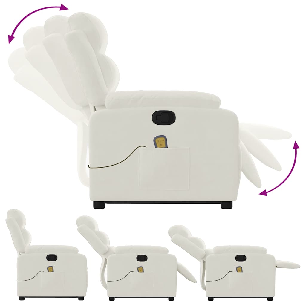 Πολυθρόνα Μασάζ Ανακλινόμενη με Ανύψωση Κρεμ Βελούδινη