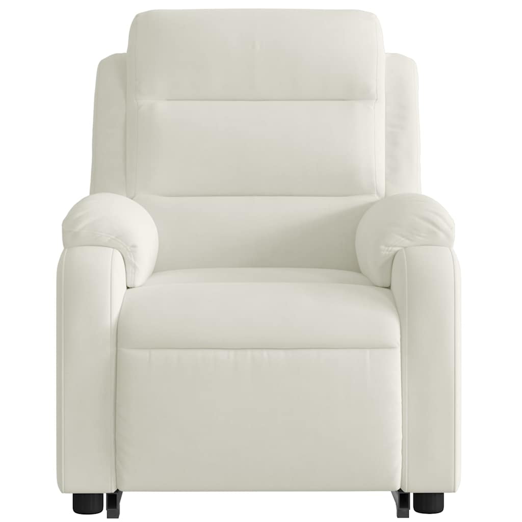 Πολυθρόνα Μασάζ Ανακλινόμενη με Ανύψωση Κρεμ Βελούδινη