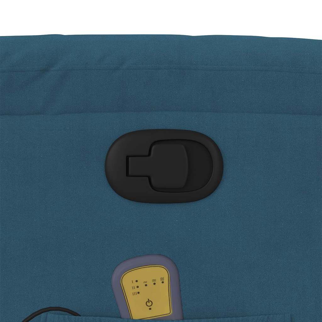 Πολυθρόνα Μασάζ Ανακλινόμενη με Ανύψωση Μπλε Βελούδινη