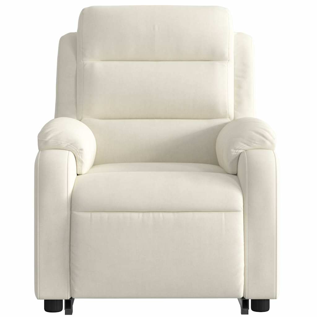 Πολυθρόνα Μασάζ Ηλεκ. Ανακλινόμενη με Ανύψωση Κρεμ Βελούδο