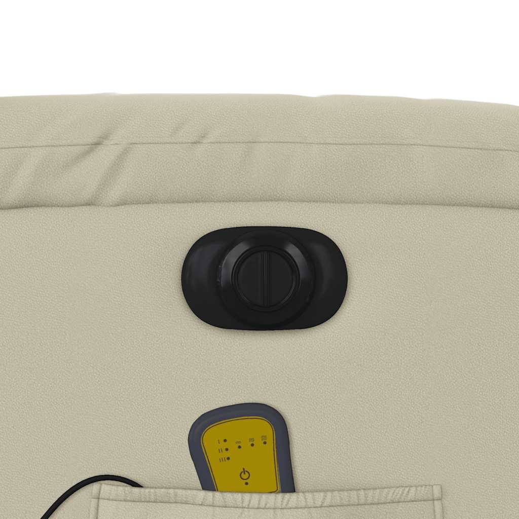 Πολυθρόνα Μασάζ Ανακλινόμενη Ηλεκτρική Κρεμ από Συνθετικό Δέρμα