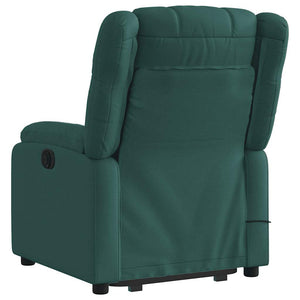 Πολυθρόνα Μασάζ Ηλεκ. Ανακλ. Ανύψωση Σκ. Πράσινο Υφασμάτινη