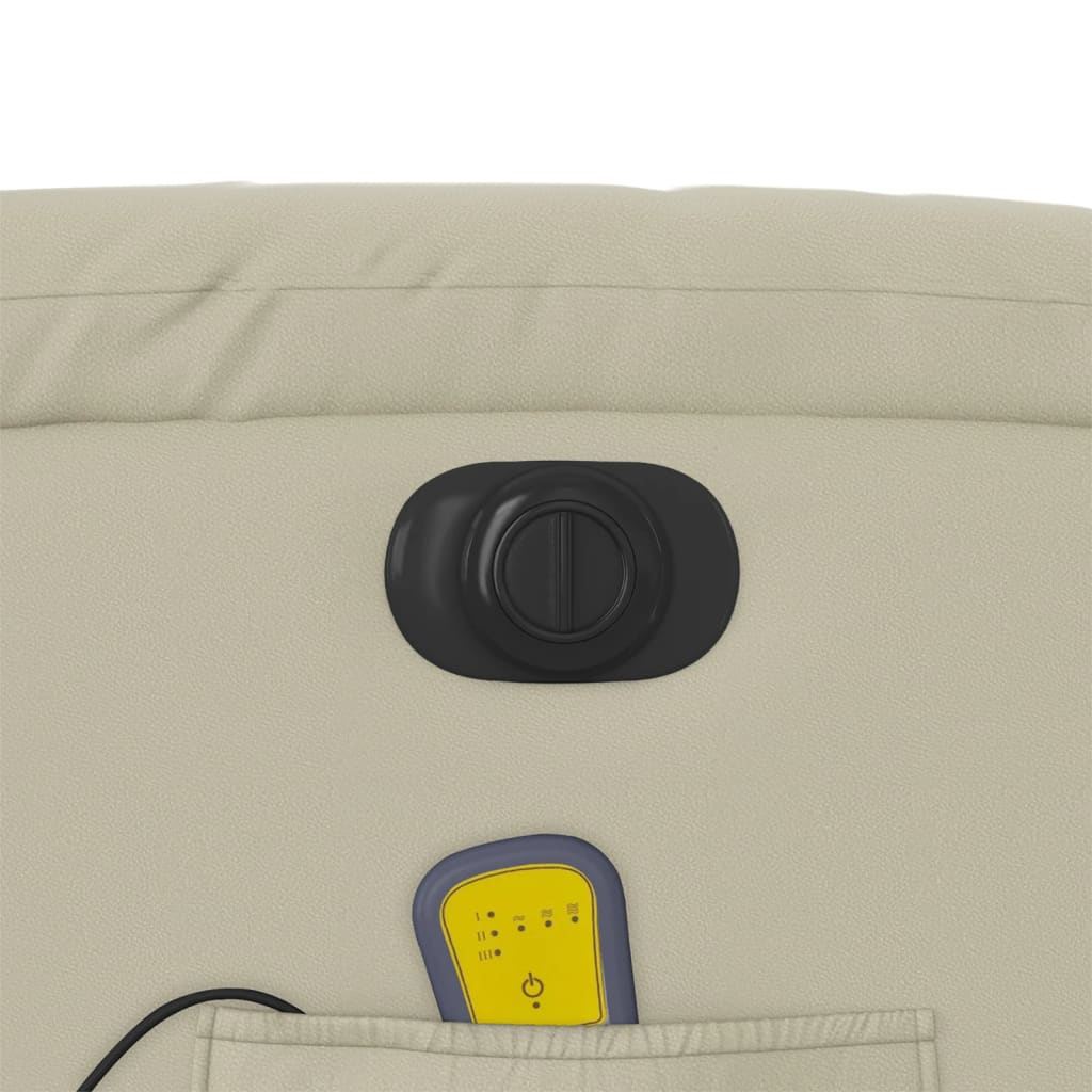 Πολυθρόνα Μασάζ Ανακλινόμενη Ηλεκτρική Κρεμ από Συνθετικό Δέρμα