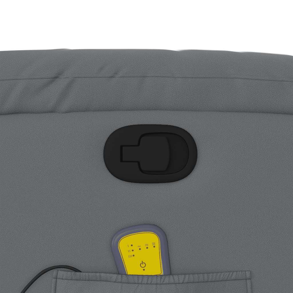 Πολυθρόνα Μασάζ Ανακλινόμενη με Ανύψωση Γκρι Συνθετικό Δέρμα